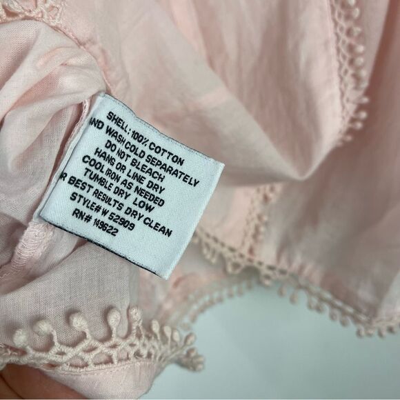 Walter Baker Randy Embroidered Cotton Long Sleeve Poplin Blouse Pink Size Small - Picture 10 of 11